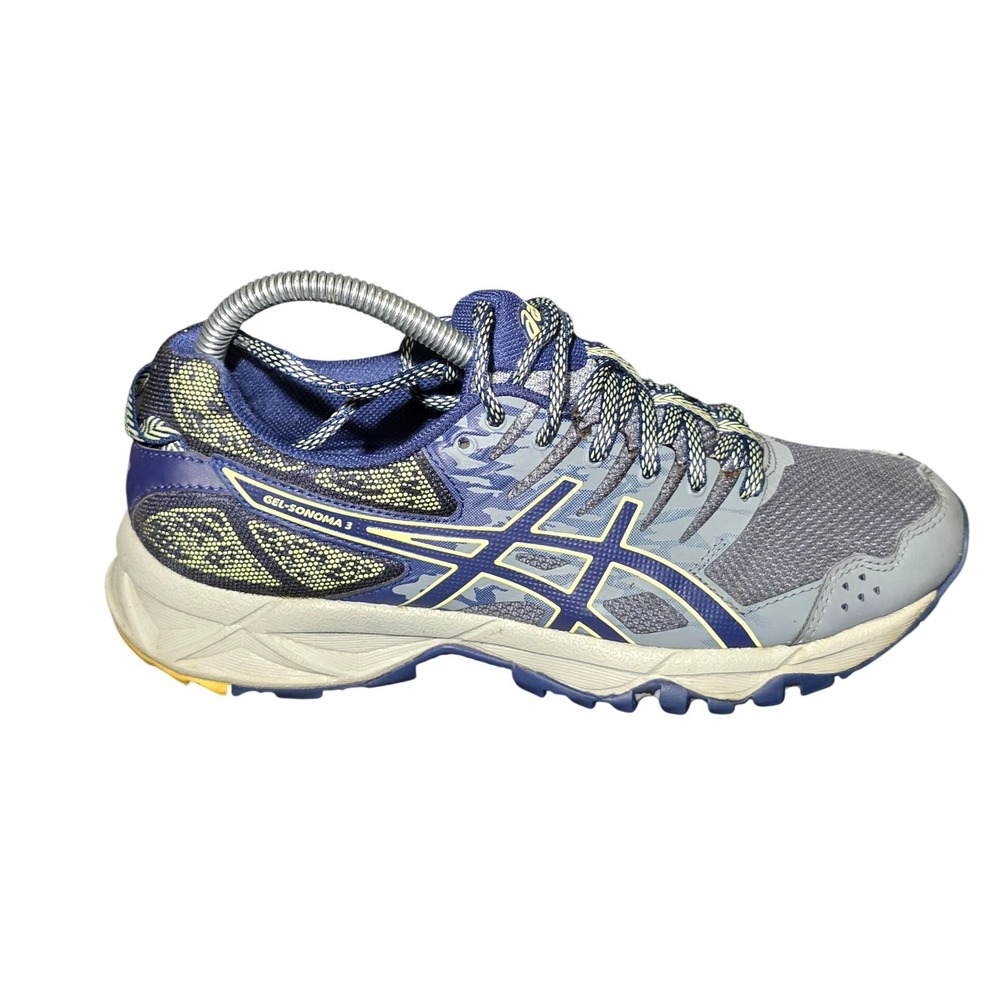 Asics Gel-Sonoma 3 Women Trail Running Shoes Grey Navy Blue Yellow T774N Size 10 - Picture 5 of 11
